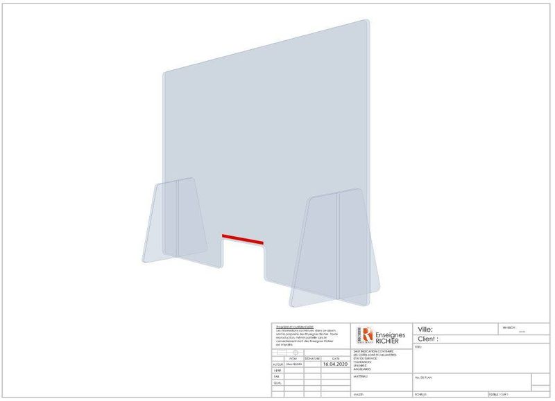Parois contre l'épidémie de Coronavirus en plexigals