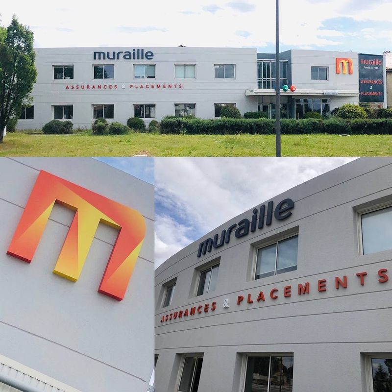 Lettres boitier aluminium, logo plexiglas et panneau pour le Cabinet MURAILLE à Carpentras